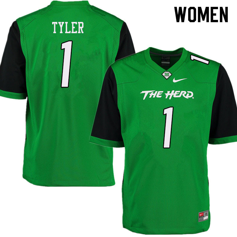 Women #1 Ty Tyler Marshall Thundering Herd College Football Jerseys Sale-Green - Click Image to Close